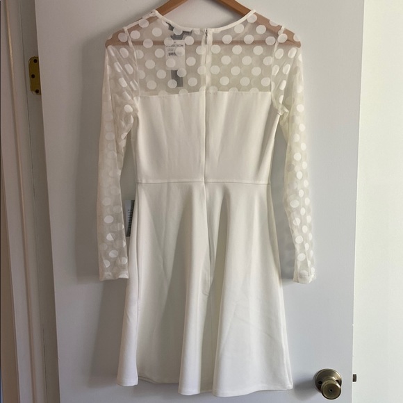 White Polka Dot Long Sleeve Dress - Picture 3 of 6